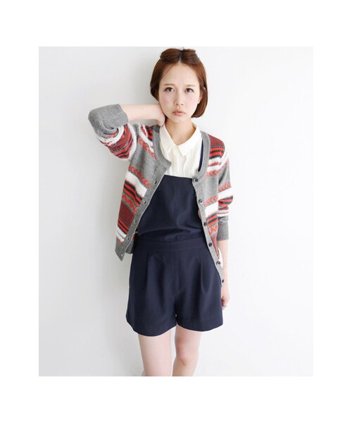 KBF（ケイビーエフ）の「ジャガードカーディガン（トップス・レディース・GREEN MIX/PINK MIX・one）」の5枚目の写真