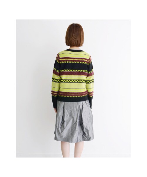 KBF（ケイビーエフ）の「ジャガードカーディガン（トップス・レディース・GREEN MIX/PINK MIX・one）」の11枚目の写真