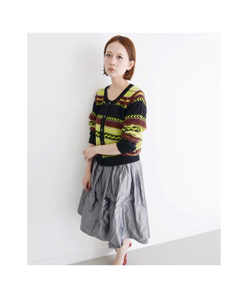 KBF（ケイビーエフ）の「ジャガードカーディガン（トップス・レディース・GREEN MIX/PINK MIX・one）」の8枚目の写真