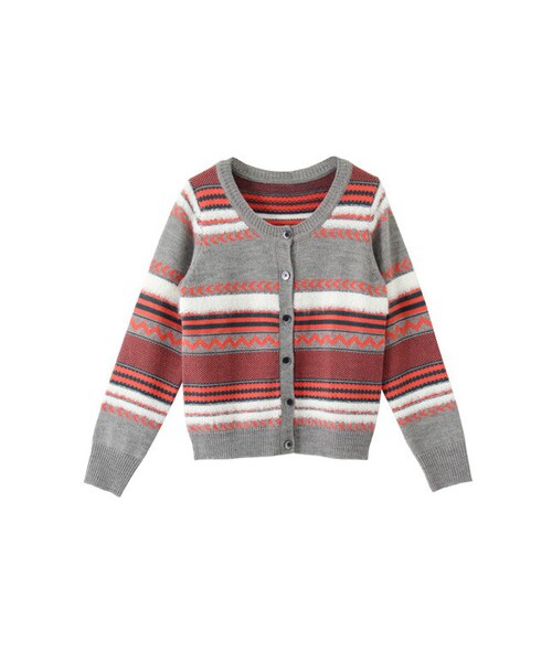 KBF（ケイビーエフ）の「ジャガードカーディガン（トップス・レディース・GREEN MIX/PINK MIX・one）」の2枚目の写真