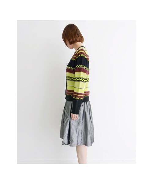 KBF（ケイビーエフ）の「ジャガードカーディガン（トップス・レディース・GREEN MIX/PINK MIX・one）」の10枚目の写真