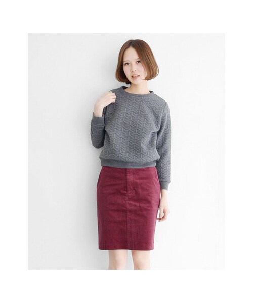 KBF（ケイビーエフ）の「ふくれジャガードトップス（トップス・レディース・ホワイト/ブラック/グレー・one）」の4枚目の写真