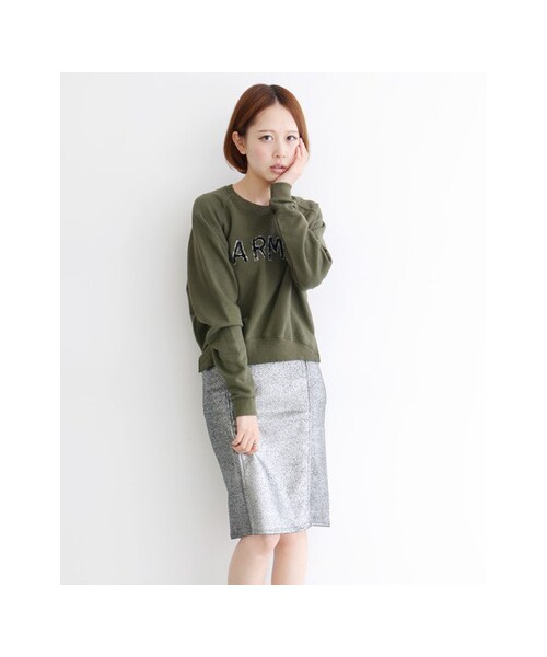 KBF（ケイビーエフ）の「ARMYダメージスウェット（トップス・レディース・ホワイト/グレー/カーキ・one）」の6枚目の写真