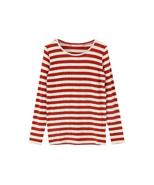 KBF(ケイビーエフ)の「ボーダーロングTee(トップス・レディース・OFF×GRY/OFF×BLK/GRY×BLK/BEG×NVY/OFF×RED・one)」の5枚目の写真