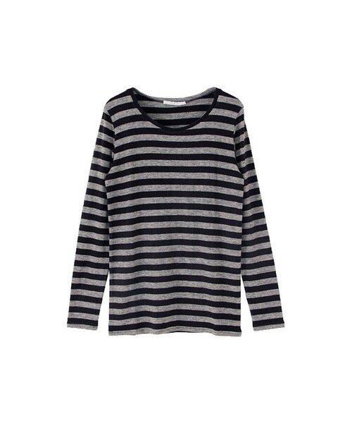 KBF(ケイビーエフ)の「ボーダーロングTee(トップス・レディース・OFF×GRY/OFF×BLK/GRY×BLK/BEG×NVY/OFF×RED・one)」の4枚目の写真