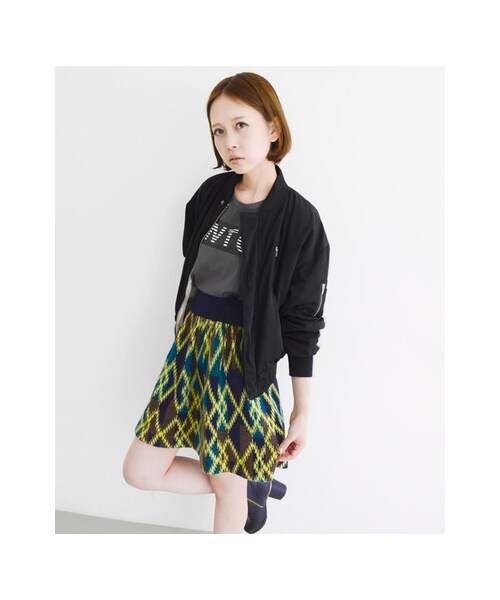 KBF（ケイビーエフ）の「ジャガードギャザースカート（スカート・レディース・チャコール/ネイビー・one）」の4枚目の写真