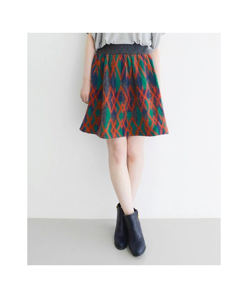 KBF（ケイビーエフ）の「ジャガードギャザースカート（スカート・レディース・チャコール/ネイビー・one）」の8枚目の写真