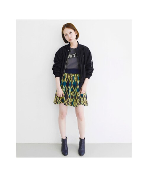 KBF（ケイビーエフ）の「ジャガードギャザースカート（スカート・レディース・チャコール/ネイビー・one）」の3枚目の写真