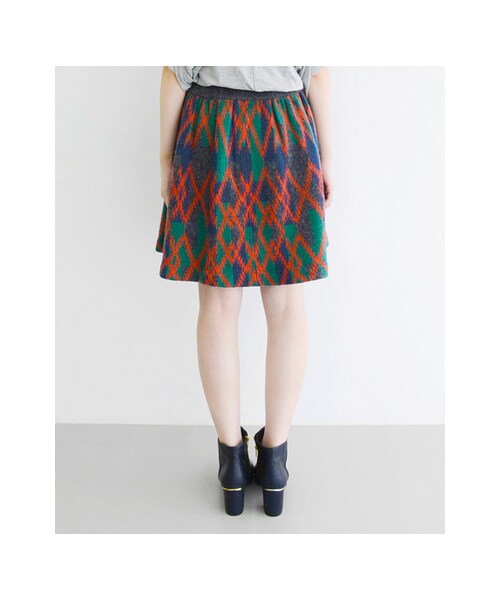 KBF（ケイビーエフ）の「ジャガードギャザースカート（スカート・レディース・チャコール/ネイビー・one）」の10枚目の写真