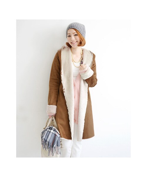 URBAN RESEARCH ROSSO WOMEN（アーバンリサーチ　ロッソ）の「ムートンコート（ジャケット/アウター・レディース・L/GRY/CML・FREE）」の4枚目の写真