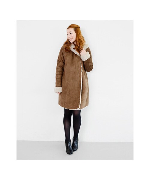 URBAN RESEARCH ROSSO WOMEN（アーバンリサーチ　ロッソ）の「ムートンコート（ジャケット/アウター・レディース・L/GRY/CML・FREE）」の12枚目の写真