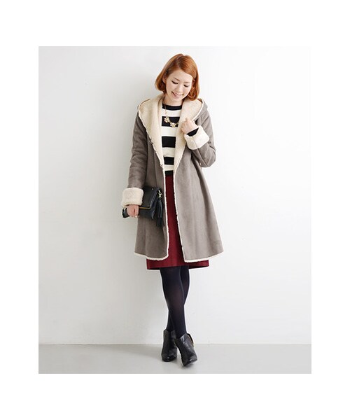 URBAN RESEARCH ROSSO WOMEN（アーバンリサーチ　ロッソ）の「ムートンコート（ジャケット/アウター・レディース・L/GRY/CML・FREE）」の9枚目の写真