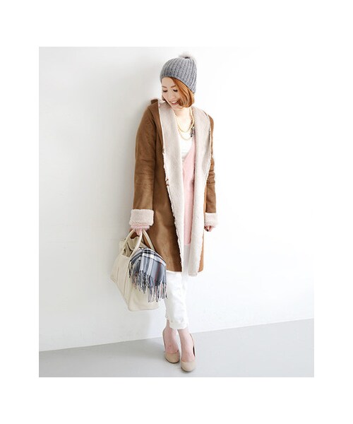 URBAN RESEARCH ROSSO WOMEN（アーバンリサーチ　ロッソ）の「ムートンコート（ジャケット/アウター・レディース・L/GRY/CML・FREE）」の10枚目の写真