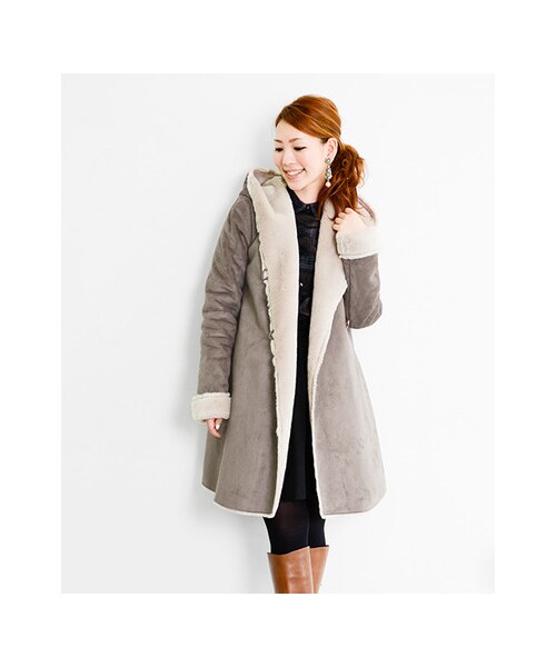 URBAN RESEARCH ROSSO WOMEN（アーバンリサーチ　ロッソ）の「ムートンコート（ジャケット/アウター・レディース・L/GRY/CML・FREE）」の3枚目の写真