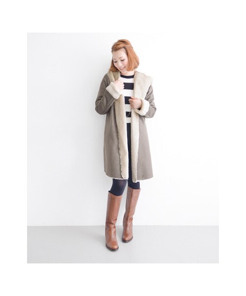 URBAN RESEARCH ROSSO WOMEN（アーバンリサーチ　ロッソ）の「ムートンコート（ジャケット/アウター・レディース・L/GRY/CML・FREE）」の7枚目の写真