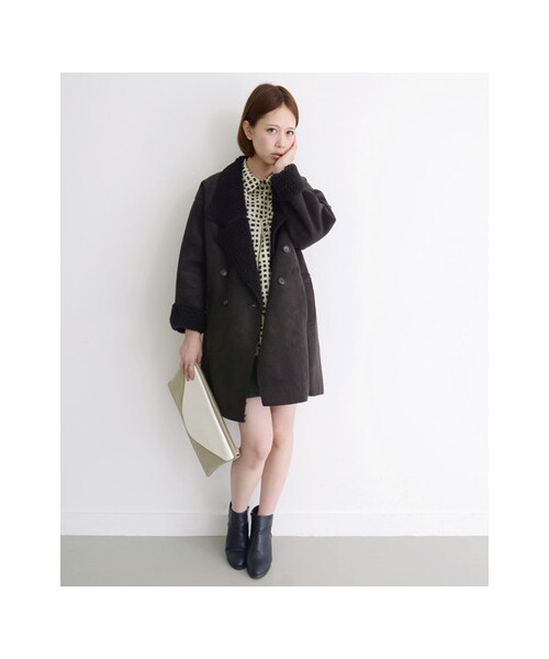 KBF（ケイビーエフ）の「フェイクムートンコート（ジャケット/アウター・レディース・ブラック/グレージュ/キャメル・one）」の14枚目の写真