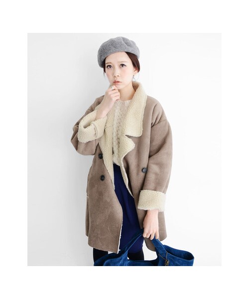 KBF（ケイビーエフ）の「フェイクムートンコート（ジャケット/アウター・レディース・ブラック/グレージュ/キャメル・one）」の6枚目の写真