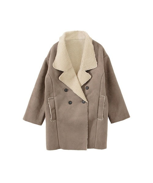 KBF（ケイビーエフ）の「フェイクムートンコート（ジャケット/アウター・レディース・ブラック/グレージュ/キャメル・one）」の2枚目の写真