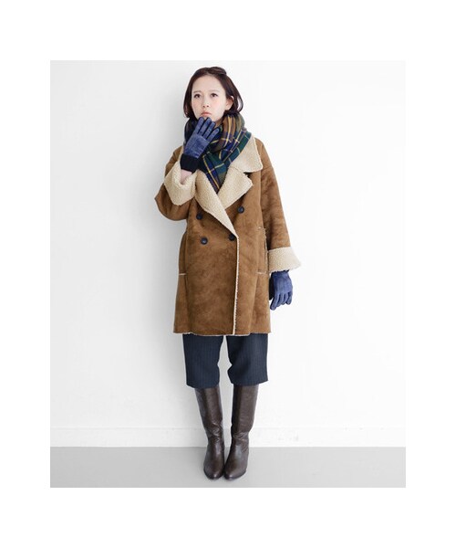 KBF（ケイビーエフ）の「フェイクムートンコート（ジャケット/アウター・レディース・ブラック/グレージュ/キャメル・one）」の7枚目の写真