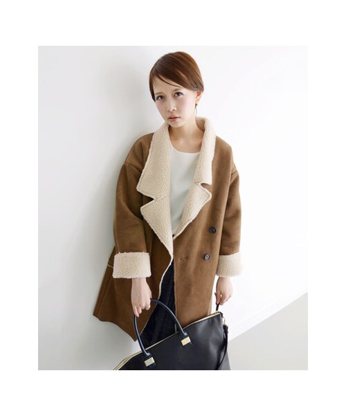 KBF（ケイビーエフ）の「フェイクムートンコート（ジャケット/アウター・レディース・ブラック/グレージュ/キャメル・one）」の13枚目の写真