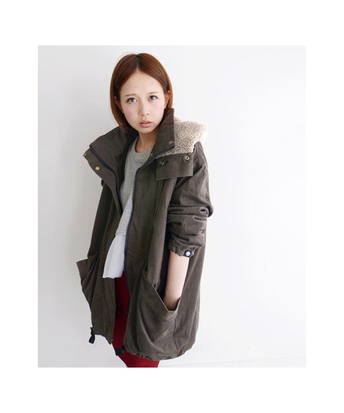 KBF(ケイビーエフ)の「2WAY BIGモッズコート(ジャケット/アウター・レディース・チャコール/カーキ/マスタード・one)」の9枚目の写真