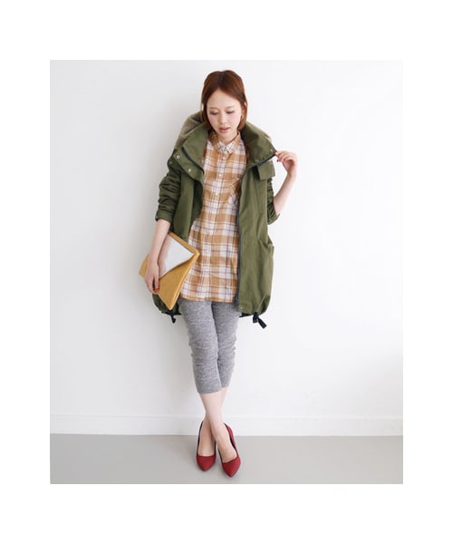 KBF(ケイビーエフ)の「2WAY BIGモッズコート(ジャケット/アウター・レディース・チャコール/カーキ/マスタード・one)」の4枚目の写真