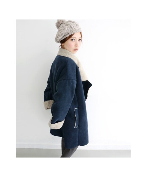 KBF（ケイビーエフ）の「関西・NET限定 フェイクムートンコート（ジャケット/アウター・レディース・ネイビー・one）」の8枚目の写真