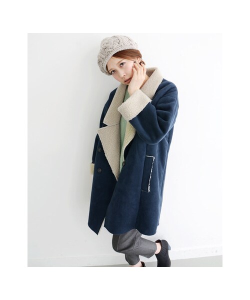 KBF（ケイビーエフ）の「関西・NET限定 フェイクムートンコート（ジャケット/アウター・レディース・ネイビー・one）」の7枚目の写真