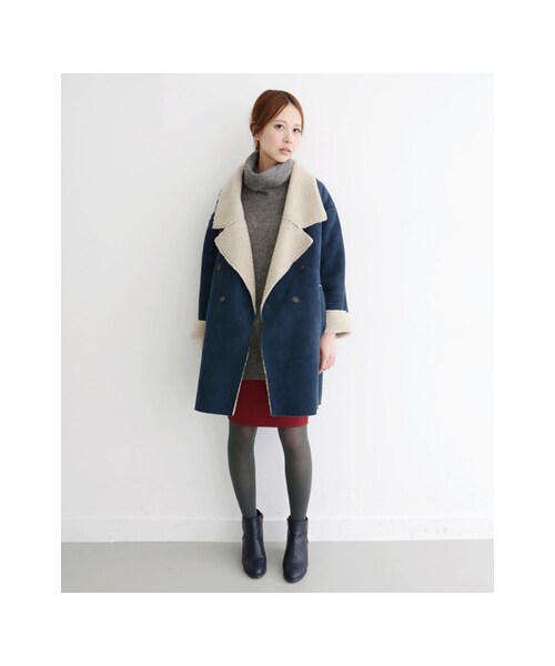 KBF（ケイビーエフ）の「関西・NET限定 フェイクムートンコート（ジャケット/アウター・レディース・ネイビー・one）」の2枚目の写真