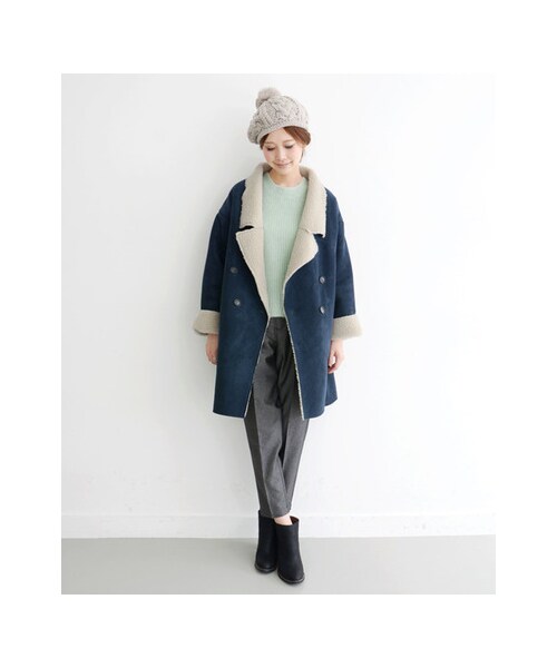 KBF（ケイビーエフ）の「関西・NET限定 フェイクムートンコート（ジャケット/アウター・レディース・ネイビー・one）」の9枚目の写真