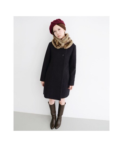 KBF（ケイビーエフ）の「ファーティペットコート（ジャケット/アウター・レディース・ブラック/チャコール/グレー・one）」の9枚目の写真