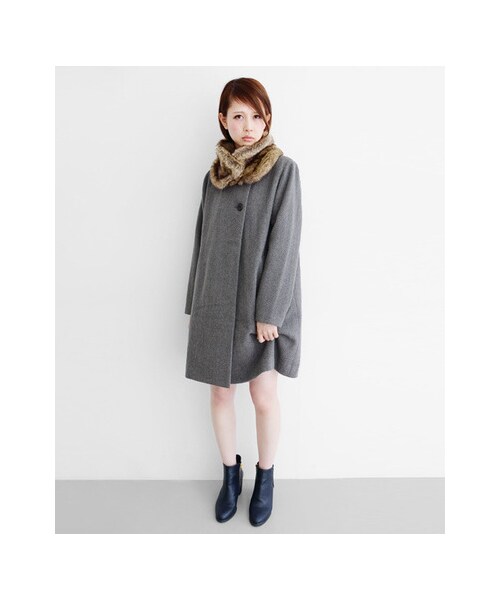 KBF（ケイビーエフ）の「ファーティペットコート（ジャケット/アウター・レディース・ブラック/チャコール/グレー・one）」の12枚目の写真