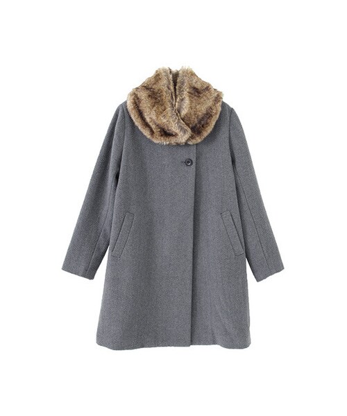 KBF（ケイビーエフ）の「ファーティペットコート（ジャケット/アウター・レディース・ブラック/チャコール/グレー・one）」の3枚目の写真