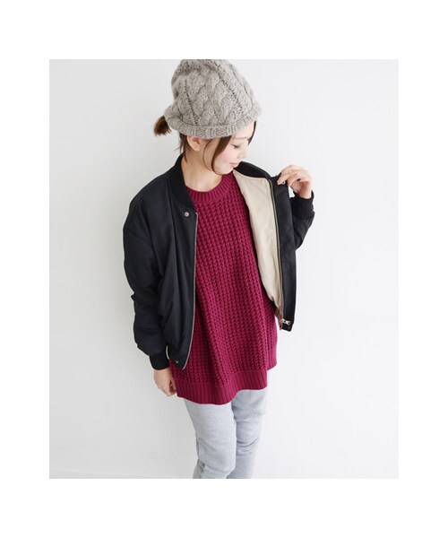 KBF（ケイビーエフ）の「MA-1 reversible（ジャケット/アウター・レディース・ブラック/カーキ/ネイビー・one）」の6枚目の写真