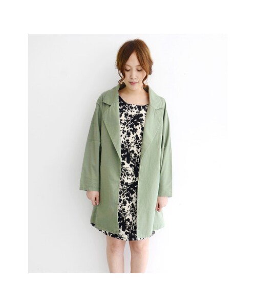 KBF（ケイビーエフ）の「KBF+ ビックショルダーコート（ジャケット/アウター・レディース・ベージュ/カーキ/ネイビー・one）」の12枚目の写真