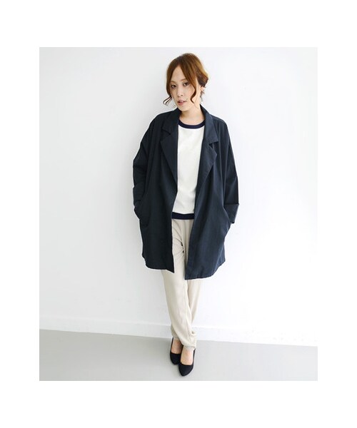 KBF（ケイビーエフ）の「KBF+ ビックショルダーコート（ジャケット/アウター・レディース・ベージュ/カーキ/ネイビー・one）」の7枚目の写真