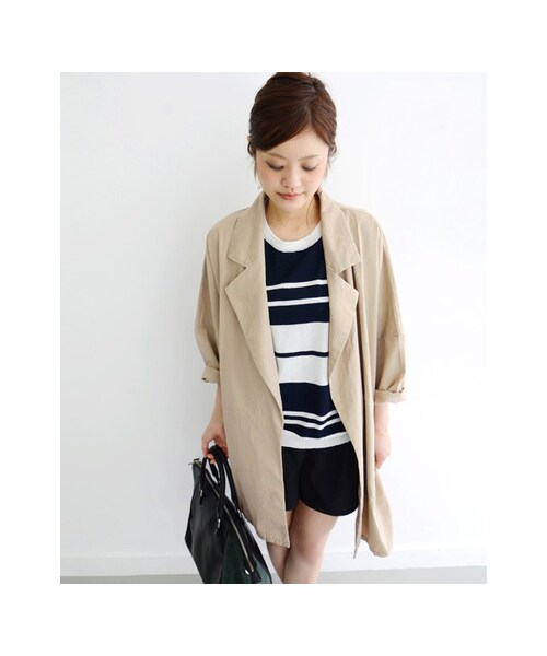 KBF（ケイビーエフ）の「KBF+ ビックショルダーコート（ジャケット/アウター・レディース・ベージュ/カーキ/ネイビー・one）」の6枚目の写真