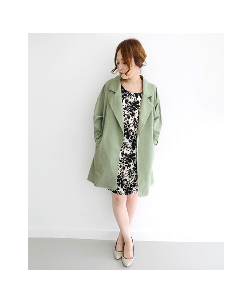 KBF（ケイビーエフ）の「KBF+ ビックショルダーコート（ジャケット/アウター・レディース・ベージュ/カーキ/ネイビー・one）」の10枚目の写真