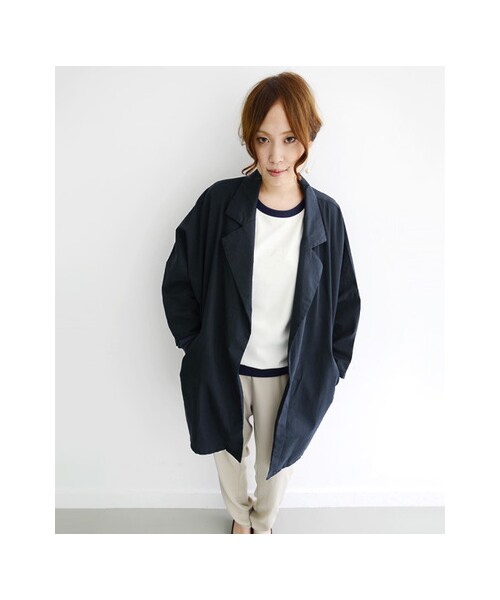 KBF（ケイビーエフ）の「KBF+ ビックショルダーコート（ジャケット/アウター・レディース・ベージュ/カーキ/ネイビー・one）」の8枚目の写真