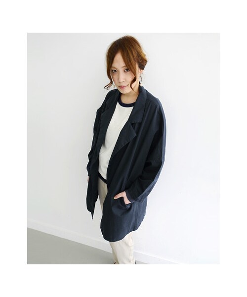 KBF（ケイビーエフ）の「KBF+ ビックショルダーコート（ジャケット/アウター・レディース・ベージュ/カーキ/ネイビー・one）」の9枚目の写真