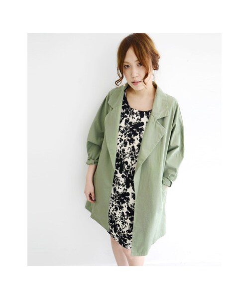 KBF（ケイビーエフ）の「KBF+ ビックショルダーコート（ジャケット/アウター・レディース・ベージュ/カーキ/ネイビー・one）」の11枚目の写真