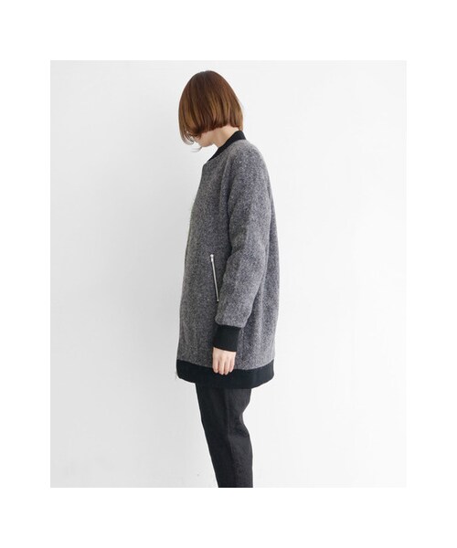 KBF（ケイビーエフ）の「ヘリンボンBIGブルゾン（ジャケット/アウター・レディース・チャコール/グレー/ブラウン・one）」の7枚目の写真