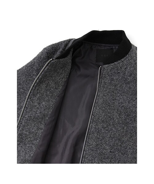 KBF（ケイビーエフ）の「ヘリンボンBIGブルゾン（ジャケット/アウター・レディース・チャコール/グレー/ブラウン・one）」の10枚目の写真
