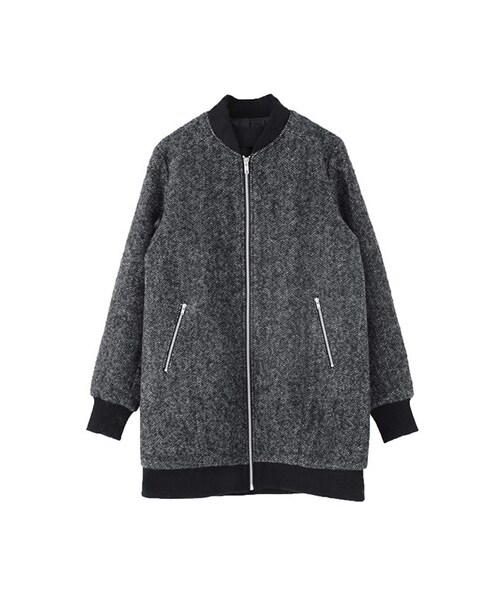 KBF（ケイビーエフ）の「ヘリンボンBIGブルゾン（ジャケット/アウター・レディース・チャコール/グレー/ブラウン・one）」の2枚目の写真
