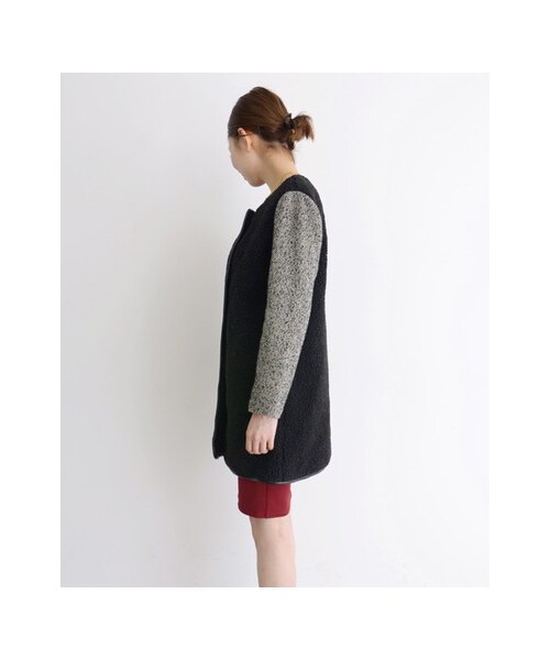 KBF(ケイビーエフ)の「ノーカラーボアコート(ジャケット/アウター・レディース・オフ/ブラック・one)」の10枚目の写真