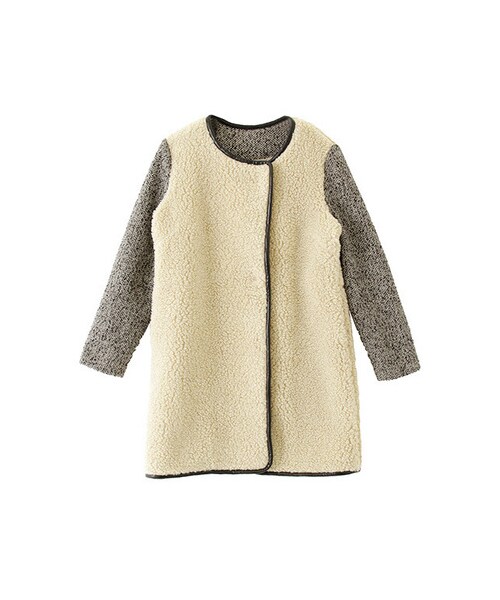 KBF(ケイビーエフ)の「ノーカラーボアコート(ジャケット/アウター・レディース・オフ/ブラック・one)」の2枚目の写真