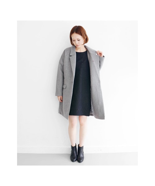 KBF（ケイビーエフ）の「KBF+ ウールコクーンロングコート（ジャケット/アウター・レディース・ブラック/グレー/キャメル・one）」の5枚目の写真