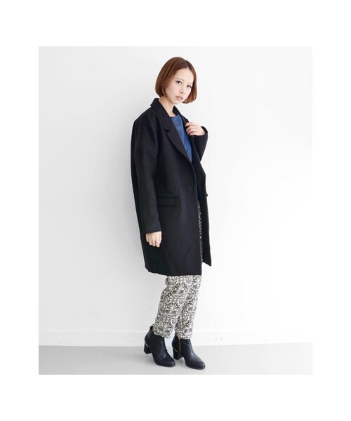 KBF（ケイビーエフ）の「KBF+ ウールコクーンロングコート（ジャケット/アウター・レディース・ブラック/グレー/キャメル・one）」の4枚目の写真