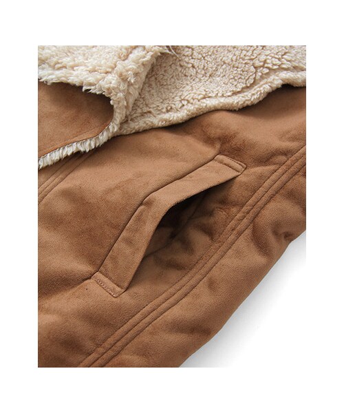 KBF(ケイビーエフ)の「KBF+ ロングフェイクムートンコート(ジャケット/アウター・レディース・ブラウン/ネイビー・one)」の9枚目の写真