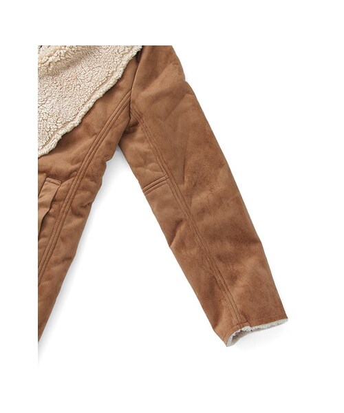 KBF(ケイビーエフ)の「KBF+ ロングフェイクムートンコート(ジャケット/アウター・レディース・ブラウン/ネイビー・one)」の8枚目の写真